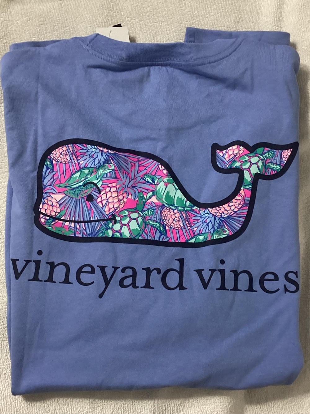 Vineyard Vines Newport Blue Turtle Palm Whale Short Sleeve Tee
Large